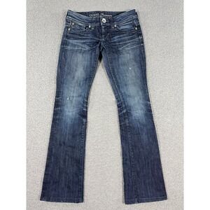 Guess Jeans Women's 25 Blue Denim Dark Wash Daredevil Bootcut Low Rise Whiskered